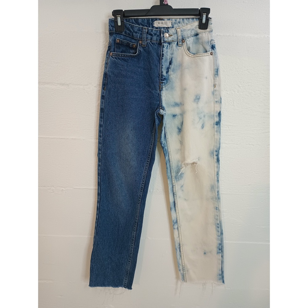 We The Free Jeans Women 26 Blue White Excellent Two Tone Split Leg Acid Wash